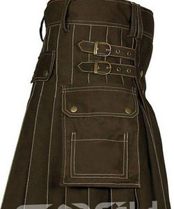 Victory Utility Kilt Mens Scottish Chocolate Brown Deluxe Utility Fashion Kilt para eventos casuales con bolsillo lateral, proveedor de Kilt - Product Image 1