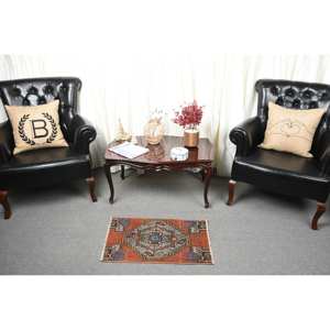 Vintage 150X240cm turc laine tapis Orange bleu rustique Patchwork Design plat tissage Latex pour salon décor 10mm - Product Image 3