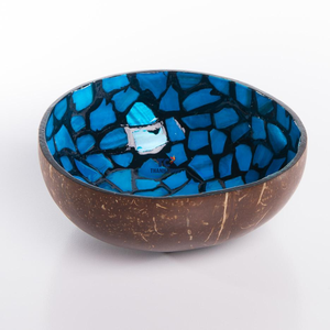 Design tendance bol en coquille de noix de coco laquée avec mosaïque de nacre incrustée - Product Image 3