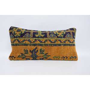 Multicolor Bohemian Wool Pillow 12x24 Inches Portable with Square Pattern Tufted Woven for <b>Bedding</b> Sofa Use for Christmas - Product Image 1