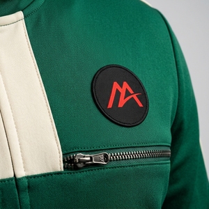 Conjunto Deportivo para Hombre en Verde Oscuro, Chaqueta Deportiva con Cierre Completo, Pantalones Jogger con Franjas Laterales Color Crema, Ropa Deportiva para Entrenamiento, Gimnasio, Fitness y Actividades - Product Image 5