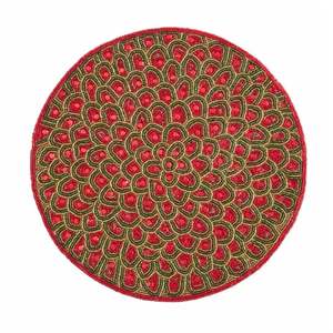 Tapis de table rond en verre perlé au design unique Napperon décoratif fait à la main Chargeur en verre perlé pour table à manger - Product Image 4