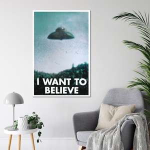 UFO <b>Poster</b> 'I Want to Believe' Black Frame Paper Material for Wall Usage - Product Image 2