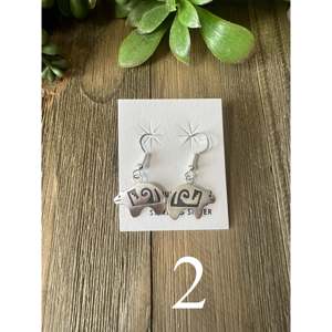 Navajo Handcrafted Sterling <b>Silver</b> <b>Dangle</b> Bear <b>Earrings</b> with Shell Pearl Diamond Accents - Product Image 3