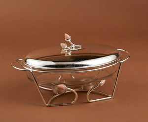 Nouveauté : Réchaud à nourriture moderne et écologique, plat à chafing en acier inoxydable argenté, pot à buffet pour le ramadan, couvercle, gaz - Product Image 1