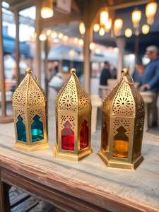 Lanterne en fer et verre recyclé fait à la main dans de nombreuses couleurs, petite lanterne marocaine, mini lanterne en verre, lanterne chauffe-plat marocaine - Product Image 3