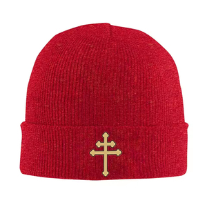 Croix De Lorraine Croix D'Anjou Or Tricoté Chapeau Femmes Hommes Skullies Bonnets Automne Hiver Chapeau Franc-Maçonnerie Hip Hop Bonnets Cap - Product Image 3