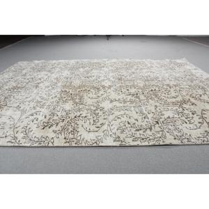 Tapis turc vintage, tapis de 5,3x7,6 pieds, tapis oriental en laine blanche - Product Image 3