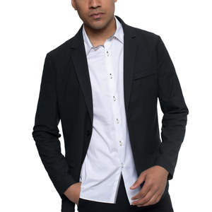 Blazer Tecnico Elasticizzato da Uomo Kenneth Cole, Blu Navy, Doppiopetto con Motivo Stampato, Tessuto Lavorato a Maglia, Modello Lungo - Product Image 1