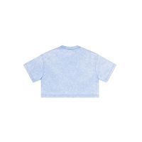 En iyi satış 230gsm Vintage kadın kırpma üst yüksek kaliteli asit yıkama T-shirt artı boyutu kısa tankı üstleri sahip katı desen