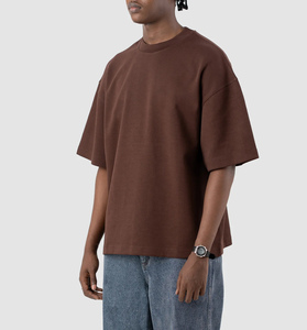 Camiseta recortada de gran tamaño para hombre, ropa de calle holgada, opción de marca bordada personalizada estética, venta al por mayor a granel - Product Image 2