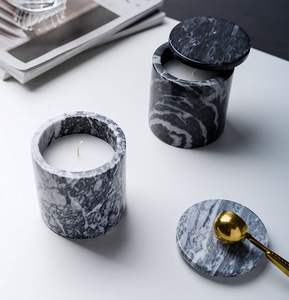 Contemporary Marble <b>Candle</b> Jar for Scent Display <b>Refillable</b> Container for Home or Gift Giving - Product Image 6