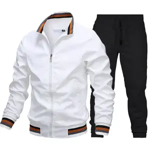 Venta caliente de encargo de la moda de los hombres Joggers de dos piezas conjunto de bloque de color chaqueta con capucha para los hombres chándal - Product Image 6