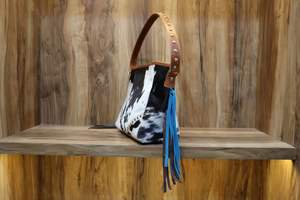 Handmade Cowhide Leather Women's Casual Tote Bag Classic Western Style with Cow Hair Hobo Shoulder <b>Handbag</b> - Product Image 2