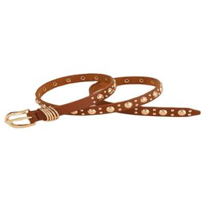 Ceinture en cuir vintage pour jeans et robes, fabrication en gros, nouvelle tendance, ceintures dorées pour femmes, mode punk, ceinture cloutée pour filles - Product Image 6