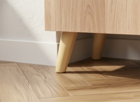 Armoire de rangement de cuisine moderne et simple en chêne blanc et marbre, en panneaux de particules MDF 15/25mm, fabriquée en Malaisie, avec portes à étagères ouvertes
