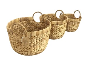 Paniers en jacinthe d'eau avec poignées intégrées-Solution de rangement tissée à la main pour garde-manger et étagères - Product Image 4