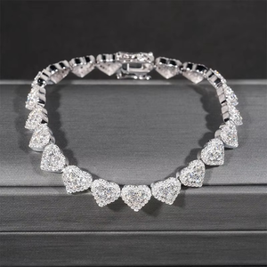 Todo Moissanite corazón 925 pulsera de plata esterlina collar joyería fina para mujeres fiesta de graduación certificada - Product Image 1
