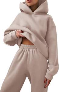 Conjunto de moda para mujer 2025, chándal de moda para mujer, conjunto de dos piezas de algodón de gran tamaño con logotipo personalizado, conjunto de 2 piezas transpirable para mujer - Product Image 2