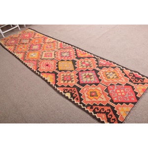 พรมตุรกีวินเทจ, พรมปูพื้นขนาด 2.9x10.7 ฟุต, พรมขนสัตว์สีน้ำตาลส้ม - Product Image 3