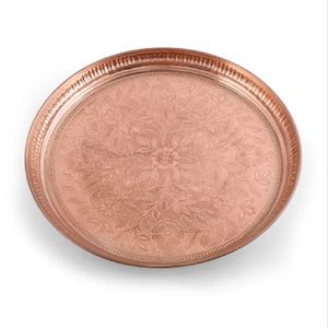 Assiette de service en cuivre pur, diamètre 12 pouces, martelée à la main, design personnalisé, durable pour la maison, les réceptions et les restaurants - Product Image 4