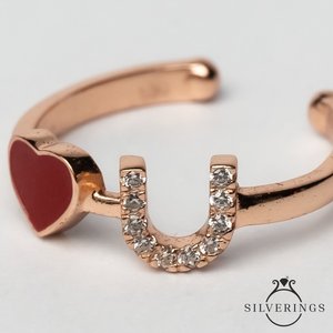 Bague tendance en acier inoxydable plaqué rhodium avec chiffres émaillés et zircon, idéale pour offrir - Product Image 2
