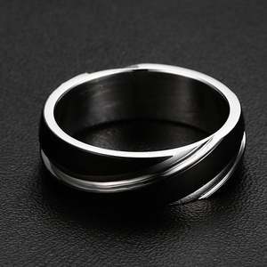 Jeulia Trendy <b>Black</b> <b>Titanium</b> Steel Wedding Band <b>Ring</b> - Product Image 4