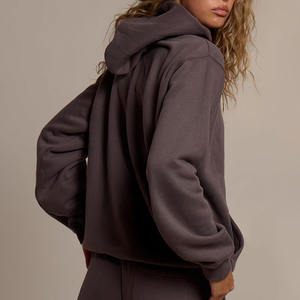 Sudaderas de Forro Polar Lisas para Mujer, 100% Algodón, Corte Holgado y Relajado, Sensación Suave, Sudadera de Invierno, Logotipo Personalizado, Bordado 3D - Product Image 2