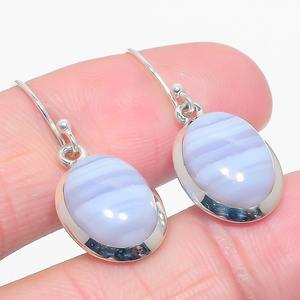 Pendientes clásicos hechos a mano, joyería de plata 925 sólida para mujer, pendientes de estilo bohemio de piedras preciosas de ágata de encaje azul de Plata de Ley 925 - Product Image 2