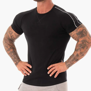 Camiseta de manga corta de algodón personalizada al por mayor, camiseta en blanco deportiva para gimnasio ajustada para hombre, camisetas de manga corta para culturismo para hombre - Product Image 6