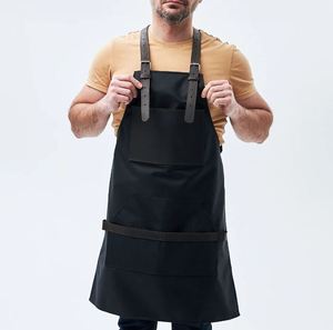 ผ้ากันเปื้อนผ้าใบสีดำสำหรับร้านตัดผมร้านกาแฟชุดช่างช่างไม้ - Product Image 1