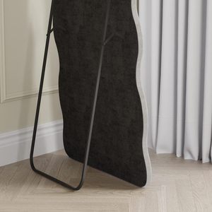 <span class=keywords><strong>Espejo</strong></span> de Pie con <span class=keywords><strong>Marco</strong></span> de MDF <span class=keywords><strong>Blanco</strong></span>/Morado Personalizado, Diseño de Onda para Decoración de Sala de Estar, Material de Vidrio y Terciopelo - Product Image 6