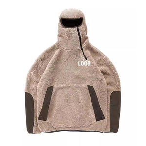 New Design Winter Custom Streetwear Design Cover Face Balaclava <b>Hoodie</b> Warm Fashion Half Zipper <b>Sherpa</b> <b>Hoodie</b> for <b>Men</b> - Product Image 1