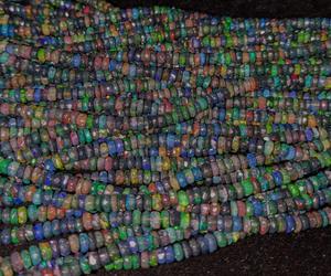 ลูกปัดโอปอลดำเอธิโอเปียแท้ขนาด 16 นิ้ว ทรงยางขัดเงา เกรด AAA โอปอลเวโลไฟ 5 มม. ยาว ลูกปัดหินธรรมชาติ - ได้รับการรับรองจากผู้ที่สาม - Product Image 3