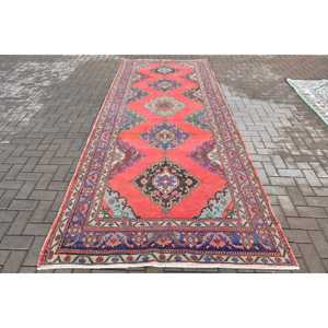 4.9x9.2 ft Turkish Rug, Vintage Large Rug, <b>Red</b> Ikat <b>Wool</b> Rug - Product Image 1