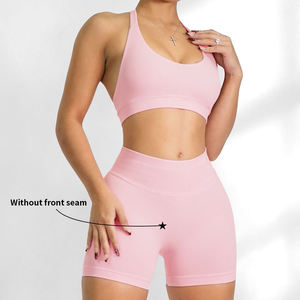 Conjunto de ropa deportiva personalizada para mujer, sujetador sin espalda, pantalones cortos de entrenamiento de cintura alta, parte delantera, gimnasio, Fitness, ropa deportiva para glúteos, nuevo Yoga - Product Image 2