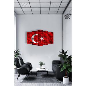 Bandiera turca rosso bianco 5 pezzi MDF pittura oggetto regalo