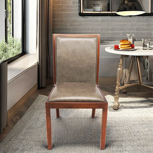 High-back dining <b>chair</b> Solid walnut <b>wood</b> Upholster Italian Cowhide leather Rustic style Durable hardwood |CASIMI - Product Image 3