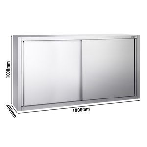 ตู้ติดผนังสแตนเลสเชิงพาณิชย์ / ตู้ครัวพรีเมียม - 1800x400x1000 มม. - พร้อมบานเลื่อน - Product Image 2