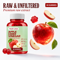 Fabricant de Gummies au Vinaigre de Cidre Brut Non Filtré en Gros, à Base de Plantes, 60 Pièces