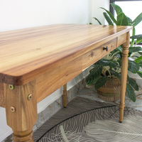 Bureau d'écriture convertible FURAKA CD01A en bois d'acacia massif, design antique et vintage, avec tiroir et hauteur réglable, pour la maison