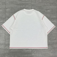 T-shirts pour hommes de haute qualité, imprimés DTG personnalisés, coupe ample et épaisse, col montant, ODM, avec surpiqûres inversées