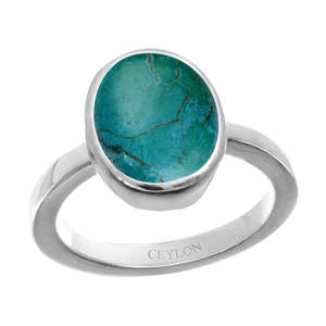 Anillos de Turquesa Natural Certificada Firoza con Engaste de Bisel para Uso Diario ¡Compra Ahora! - Product Image 1