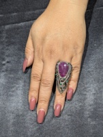 REYES Bague artisanale en pierre précieuse de style victorien rubis émeraude avec accents de diamant Bijoux de luxe en or 14 carats et en argent 925