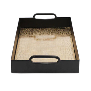 Plateau de service en bois avec poignée en métal Home & Hotel Ware Nouveau Design Plateau de décoration de table Prix d'usine Plateau de service - Product Image 1