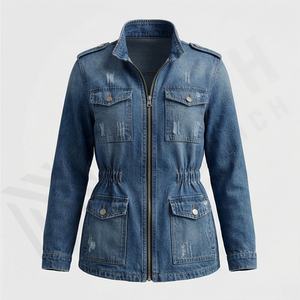 Veste en jean décontractée personnalisée pour hommes, grandes tailles, 100% coton, option logo sur le devant, respirante, veste d'hiver - Product Image 1