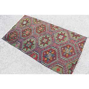 Tapis vintage 2,9x5,2 pieds, tapis turc d'appoint, tapis oriental en laine rouge - Product Image 4