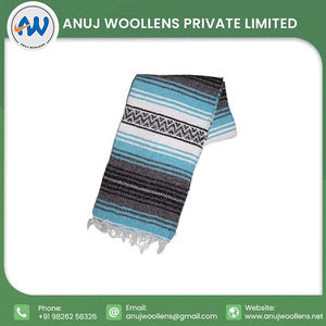 Manta de muselina de algodón orgánico personalizada, auténtica mezcla de acrílico y tejida a mano, manta Falsa mexicana a la venta - Product Image 3