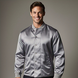 Men's High Street Style 100% Satin Nylon Polyester Varsity Bomber <b>Jacket</b> Winter <b>Canvas</b> <b>Jackets</b> High Quality - Product Image 6