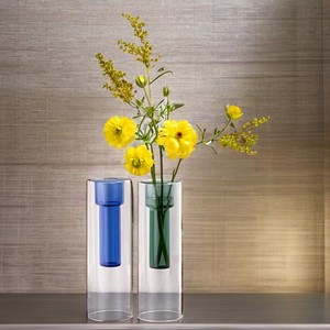 แจกันแก้วเป่าคู่สีสันสดใสทันสมัยพร้อมสีตามสั่งดีไซน์ทนทานสำหรับตกแต่งบ้านงานแต่งงาน - Product Image 3